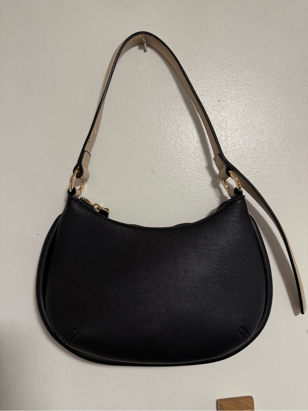 Mango Black Shoulder Bag with Gold Hardware
